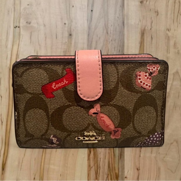Coach Signature Brown and Pink Candy Wallet - Picture 1 of 6